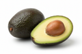 two medium avocados on white background